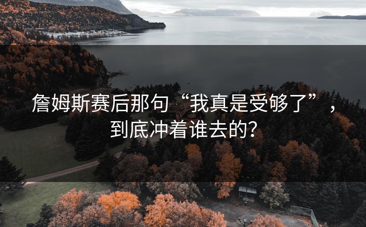 詹姆斯赛后那句“我真是受够了”，到底冲着谁去的？