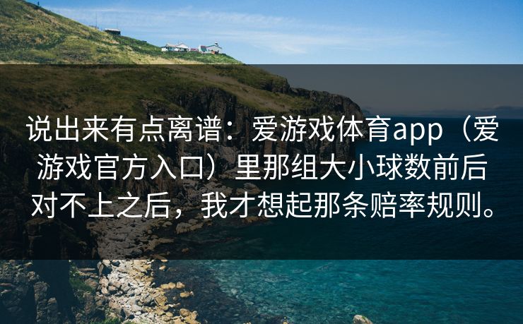 说出来有点离谱：爱游戏体育app（爱游戏官方入口）里那组大小球数前后对不上之后，我才想起那条赔率规则。