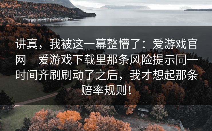 讲真，我被这一幕整懵了：爱游戏官网｜爱游戏下载里那条风险提示同一时间齐刷刷动了之后，我才想起那条赔率规则！